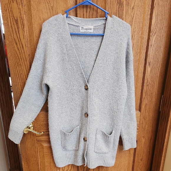 No Boundaries Sweaters - No Boundaries Heather Gray Button-Up Cardigan